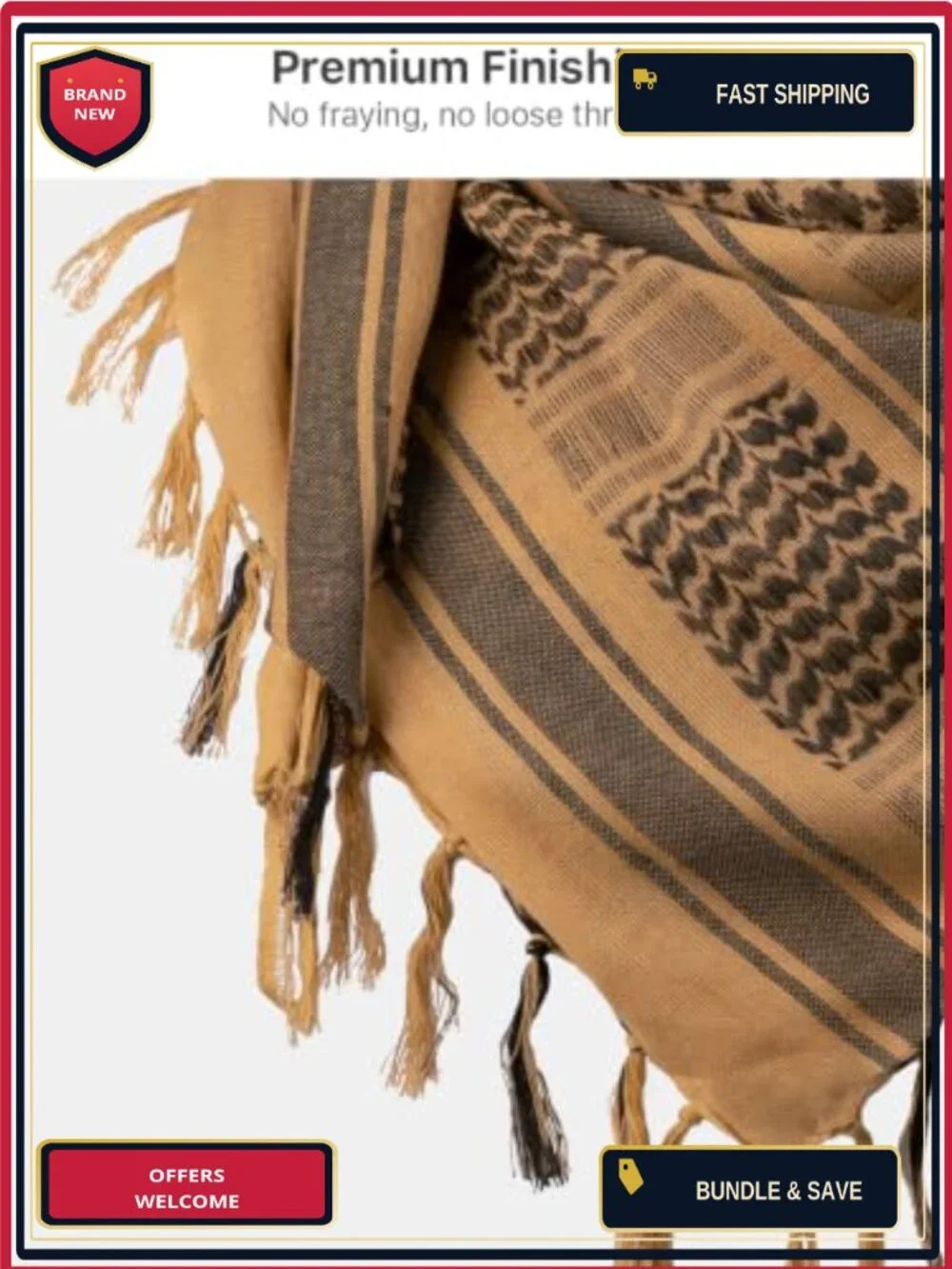Tactical Shemagh Scarf for Men - Woven Cotton, Lightweight, Quick-Dry, Large 43